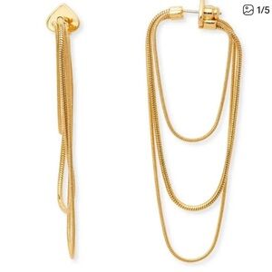 Kate Spade Large Snake Chain Triple Hoop Drop Earrings Gold Plated Studded